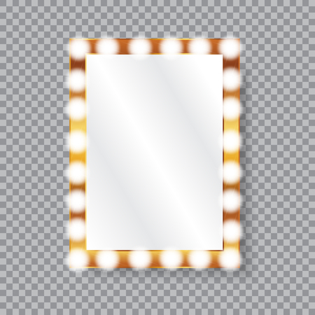 Rectangle vanity mirror with light bulbsのイラスト素材