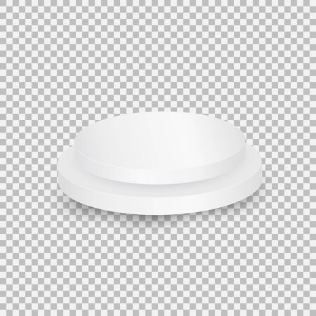 Round white showroom pedestal. Winner podium champion circular base first place trophy award win, mockup empty stair, vector design on the transparent backgroundのイラスト素材
