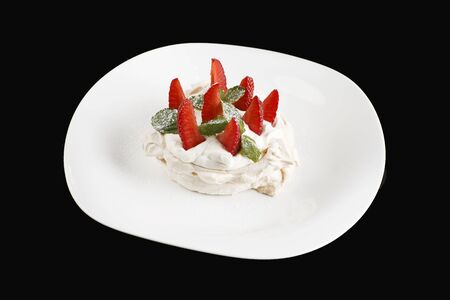 pie bite with strawberry and mintの写真素材