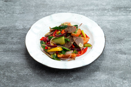 Vegetable salad in plateの写真素材