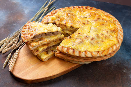 National traditional Caucasian food: Ossetian pies, khachapuri, chudu Selective focusの写真素材