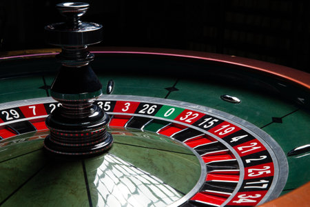 Casino roulette wheel. Close-up. Selective focus.の写真素材