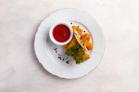 Fried cheese sticks in a bowl. On a light background. selective focus.の写真素材