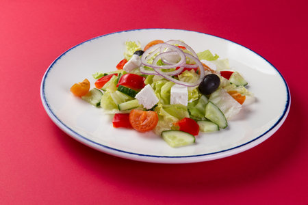 Greek salad in a plate.の写真素材