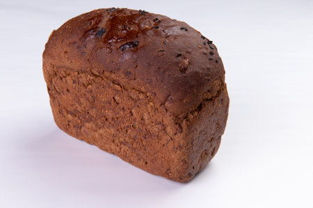 Black bread on a white background.の写真素材