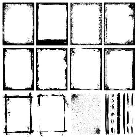 Set of Frames, Textures, Lines & Brushes.のイラスト素材