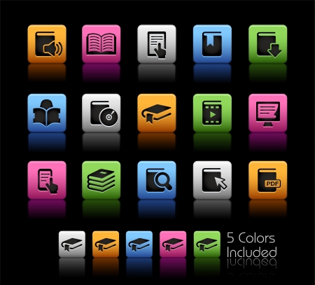 Book Icons - Color Box_It includes 5 color versions for each icon in different layers のイラスト素材