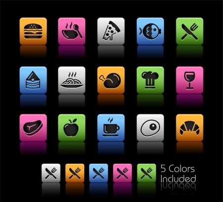Food Icons 1 - Color Box_It includes 5 color versions for each icon in different layers のイラスト素材