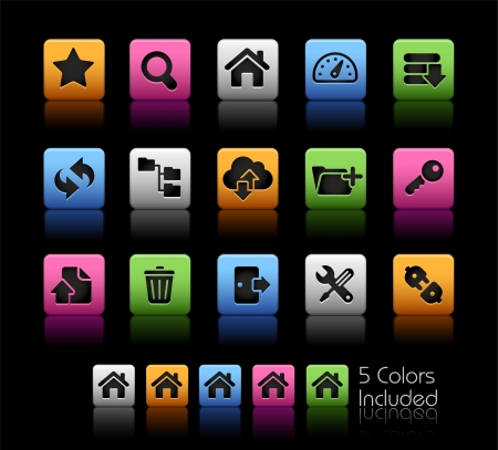 FTP and Hosting Icons - Color Box_It includes 5 color versions for each icon in different layers のイラスト素材