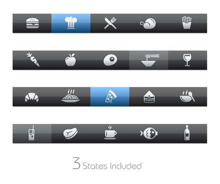 Food - Set 1 of 2 - Blackbar Series   The  eps file includes 3 buttons states in different layers  のイラスト素材