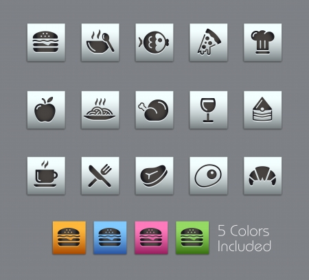 Food Icons - Vector file includes 5 color versions for each icon in different layers のイラスト素材