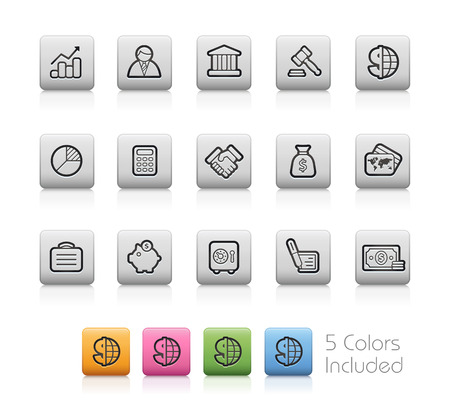 Business and Finance Icons -- Outline Buttonsのイラスト素材