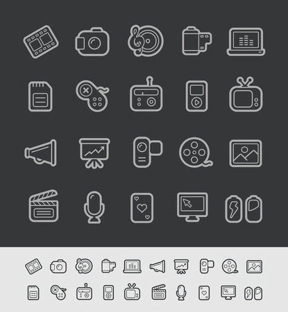 Media Icons - Black Line Series -- EPS 10+  Contain Transparenciesのイラスト素材