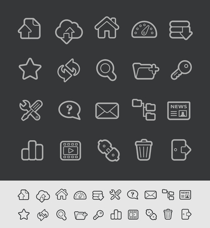 FTP and Hosting Icons -- Black Line Seriesのイラスト素材