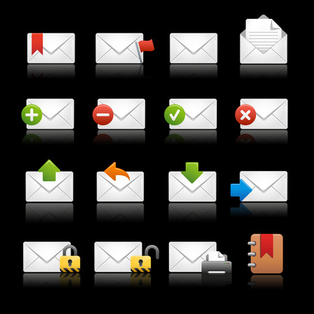 E-mail Icons - Set 2 -- Black Backgroundのイラスト素材