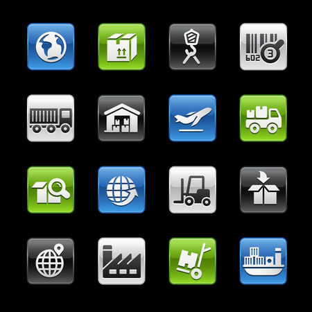 Industry and Logistics Glossy Buttons -- Gelbox Seriesのイラスト素材