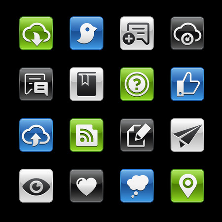 Social Sharing and Communications Glossy Buttons -- Gelbox Seriesのイラスト素材