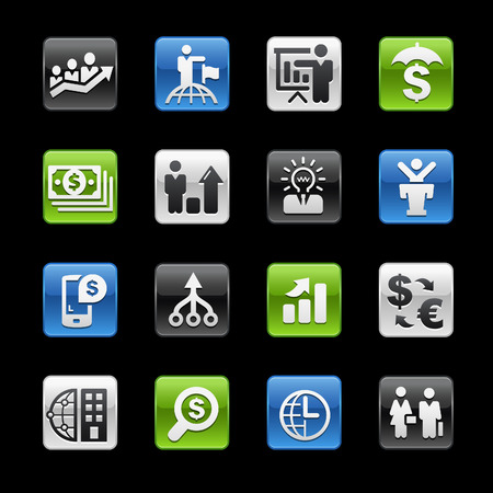 Finance and Business Strategies Glossy Buttons -- Gelbox Seriesのイラスト素材