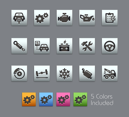 Car Service Icons -- Satinbox Series -- The Vector file includes 5 color versions for each icon in different layers --のイラスト素材