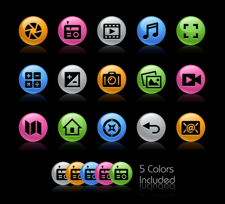 Media Interface Icons - The vector file Includes 5 color versions in different layers.のイラスト素材