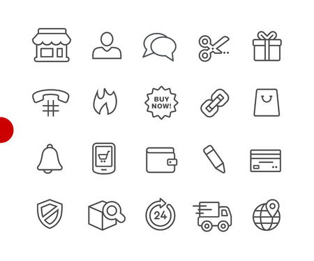 e-Shopping Icons -- Red Point Series - Vector line icons for your digital or print projects.のイラスト素材