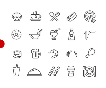 Food Icons - Set 2 of 2 -- Red Point Series - Vector line icons for your digital or print projects.のイラスト素材