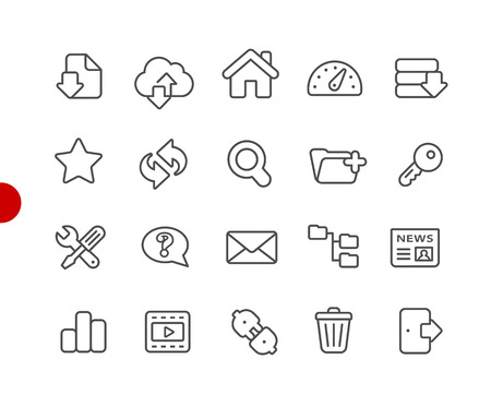 FTP and Hosting Icons -- Red Point Series - Vector line icons for your digital or print projects.のイラスト素材