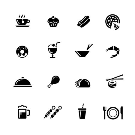 Food Icons - 2 // Black Series - Vector black icons for your web or media projects.のイラスト素材