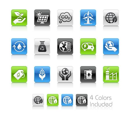Ecology and Renewable Energy Icons - The vector file includes 4 color versions for each icon in different layers.のイラスト素材