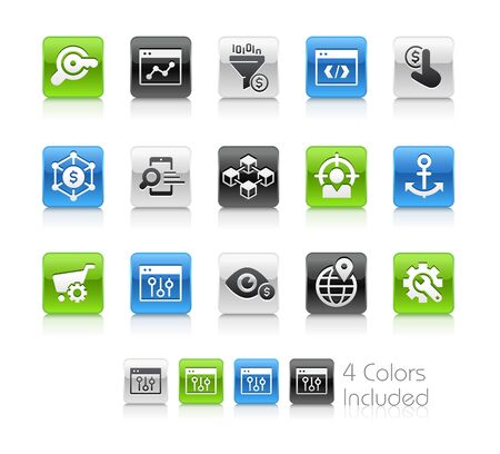SEO and Digital Marketing Icons 1 of 2 - The vector file includes 4 color versions for each icon in different layers.のイラスト素材