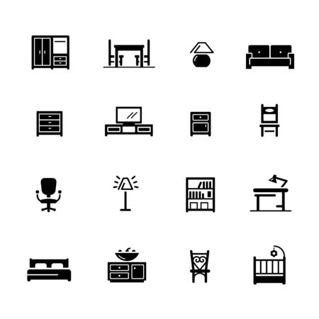 Furniture Icons // Black Series - Vector black icons for your digital, print or media projects.のイラスト素材
