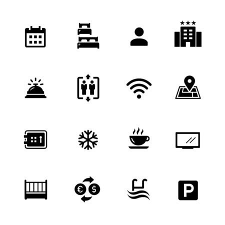 Hotel and Rentals Icons 1 of 2 // Black Series - Vector black icons for your digital, print or media projects.のイラスト素材