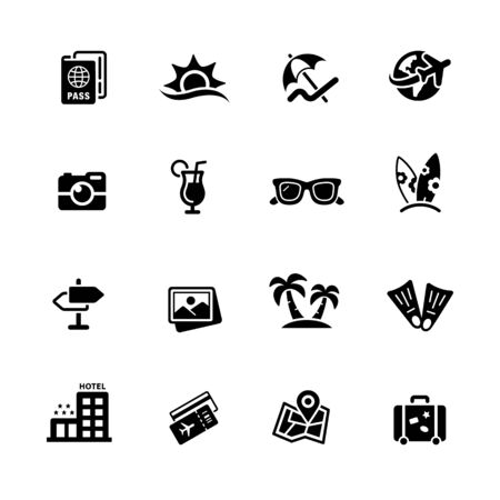 Summer Vacations Icons // Black Series - Vector black icons for your digital, print or media projects.のイラスト素材