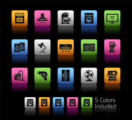 Home Appliances Icons ColorBox Series - The Vector file includes 5 color versions for each icon in different layers.のイラスト素材