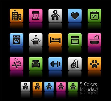 Hotel and Rentals Icons 2 of 2 ColorBox Series - The Vector file includes 5 color versions for each icon in different layers.のイラスト素材