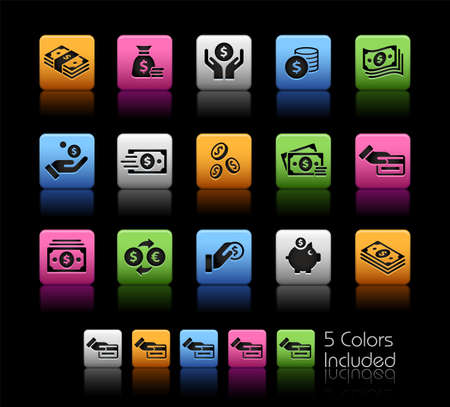 Money Icons ColorBox Series - The Vector file includes 5 color versions for each icon in different layers.のイラスト素材