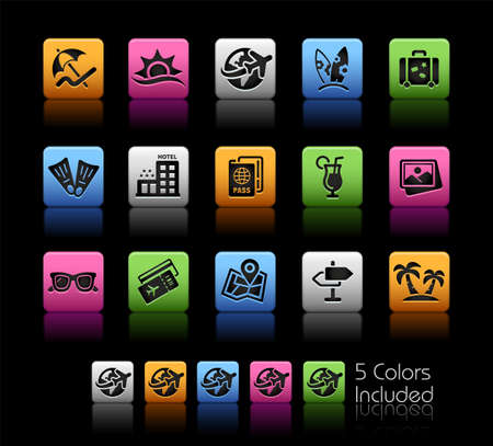Summer Vacations Icons ColorBox Series - The Vector file includes 5 color versions for each icon in different layers.のイラスト素材