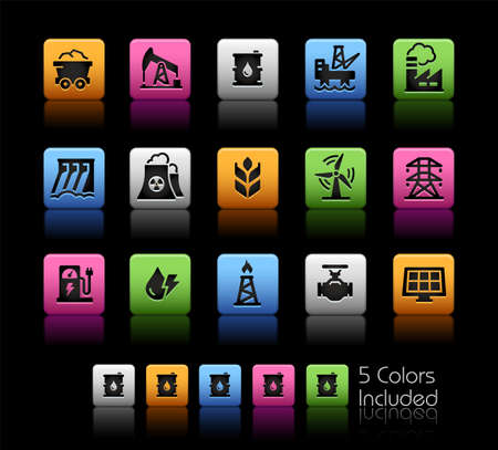 Energy Icons ColorBox Series - The Vector file includes 5 color versions for each icon in different layers.のイラスト素材