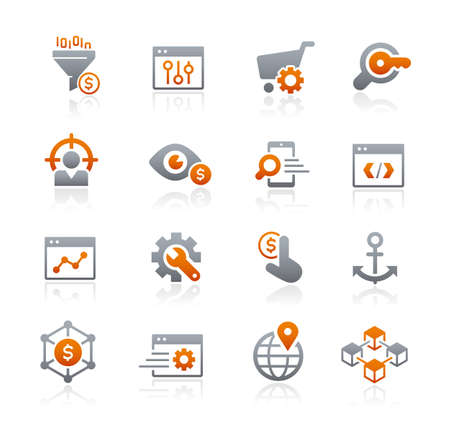 SEO and Digital Marketing Icons 1 of 2 // Graphite Seriesのイラスト素材