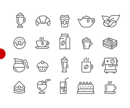 Coffee Shop Icons // Red Point Series - Vector line icons for your digital or print projects.のイラスト素材