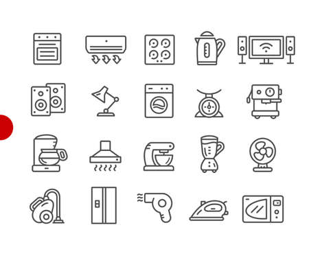 Household Appliances Icons // Red Point Series - Vector line icons for your digital or print projects.のイラスト素材