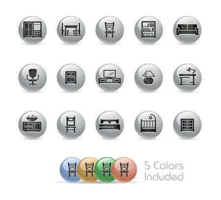 Furniture Icons // Metal Round Series - The vector file includes 5 color versions for each icon in different layers.のイラスト素材