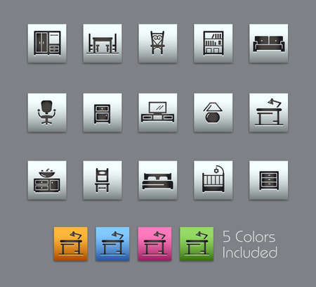 Furniture Icons // Satinbox Series - The vector file includes 5 color versions for each icon in different layers.のイラスト素材