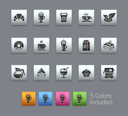 Coffee Shop Icons // Satinbox Series - The vector file includes 5 color versions for each icon in different layers.のイラスト素材