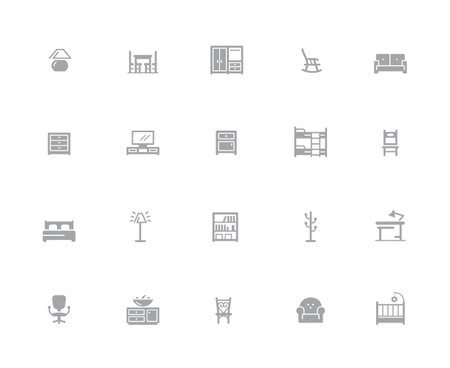 Furniture Icons // 32 pixels Icons White Series - Vector icons designed to work in a 32 pixel gridのイラスト素材