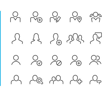 User Avatar Icons - Blue Line Series - Vector line icons for your digital or print projects.のイラスト素材