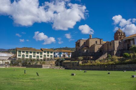 Panoramic view of the central square of Cusco in the center of Cusco Peru