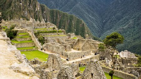 View of the citadel of Machu Picchu from the Temple of the 3 windows