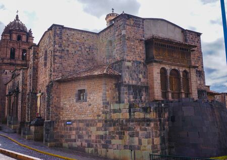 ruins of the Inca Coricancha Temple today the church of the Santo Domingo orderの写真素材