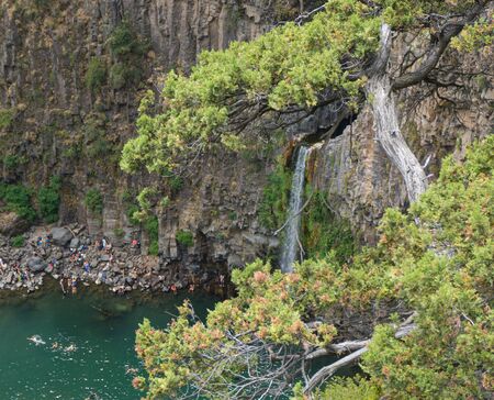 La Leona waterfall in Radal 7 cups in the region of Maule Chileの写真素材